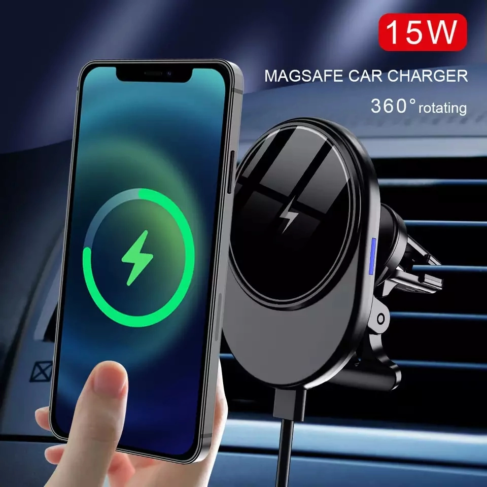 Newest 15W Magnetic Car Wireless Charger Phone Holder Mount Auto-Clamping Air Vent Fast Charging for Phone 12 13 14